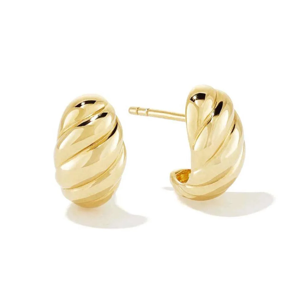 Bold Croissant Scalloped Semi Hoop Earrings