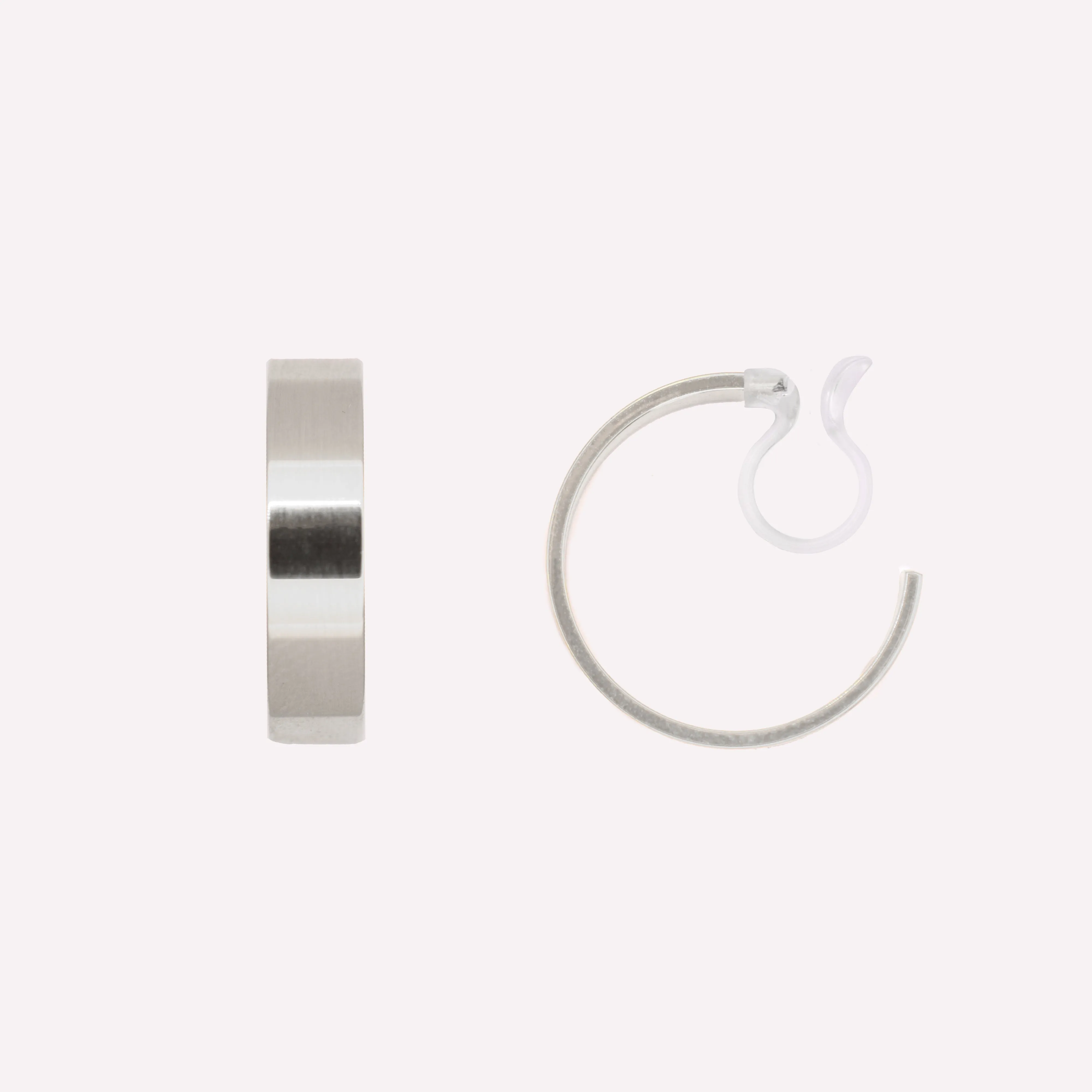 BOLD HOOP CLIP-ON EARRINGS IN SILVER