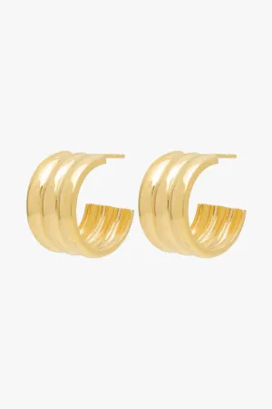 Bold Soul Triple Hoop Earrings Goldplated