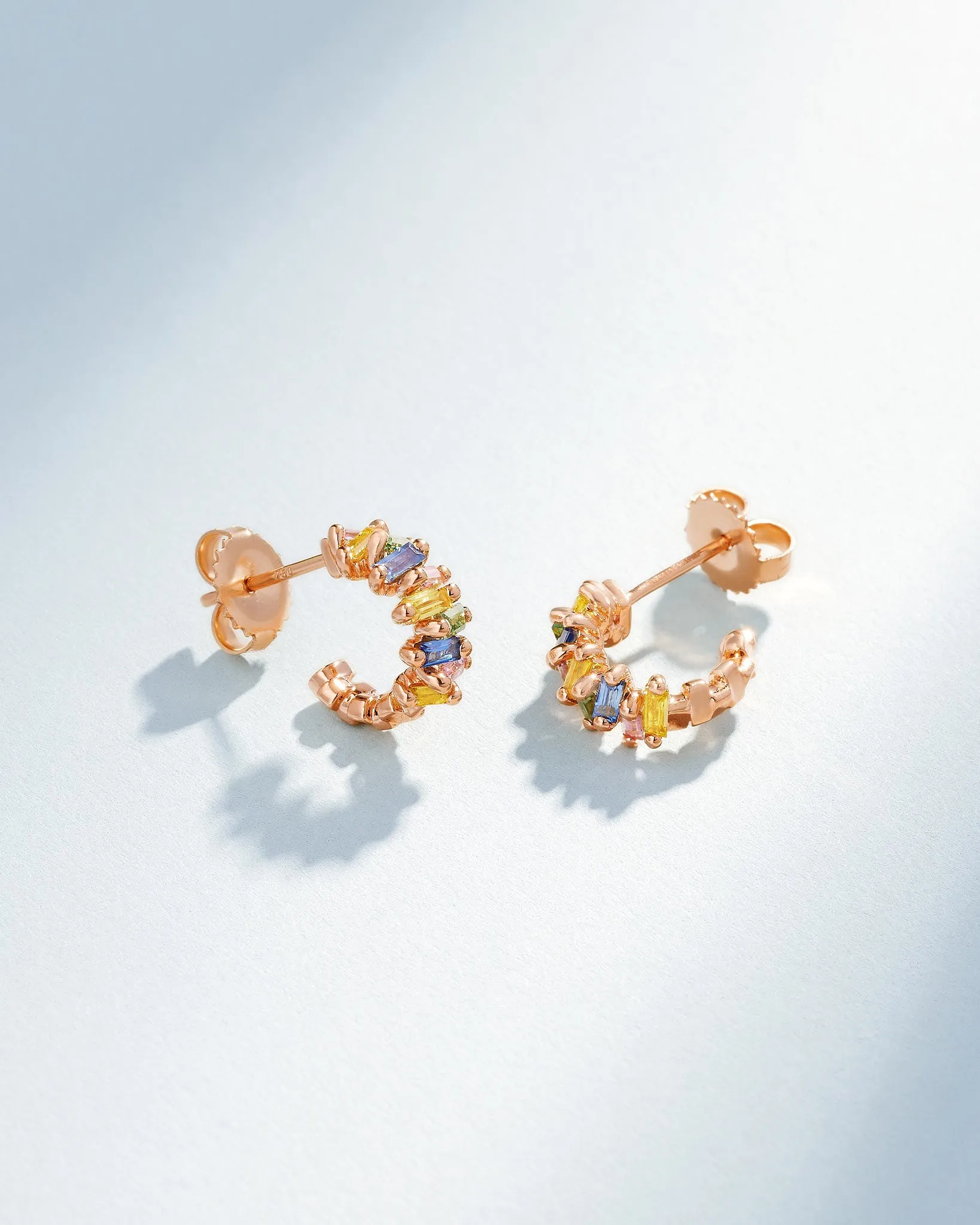 Bold ZigZag Pastel Sapphire Mini Hoops