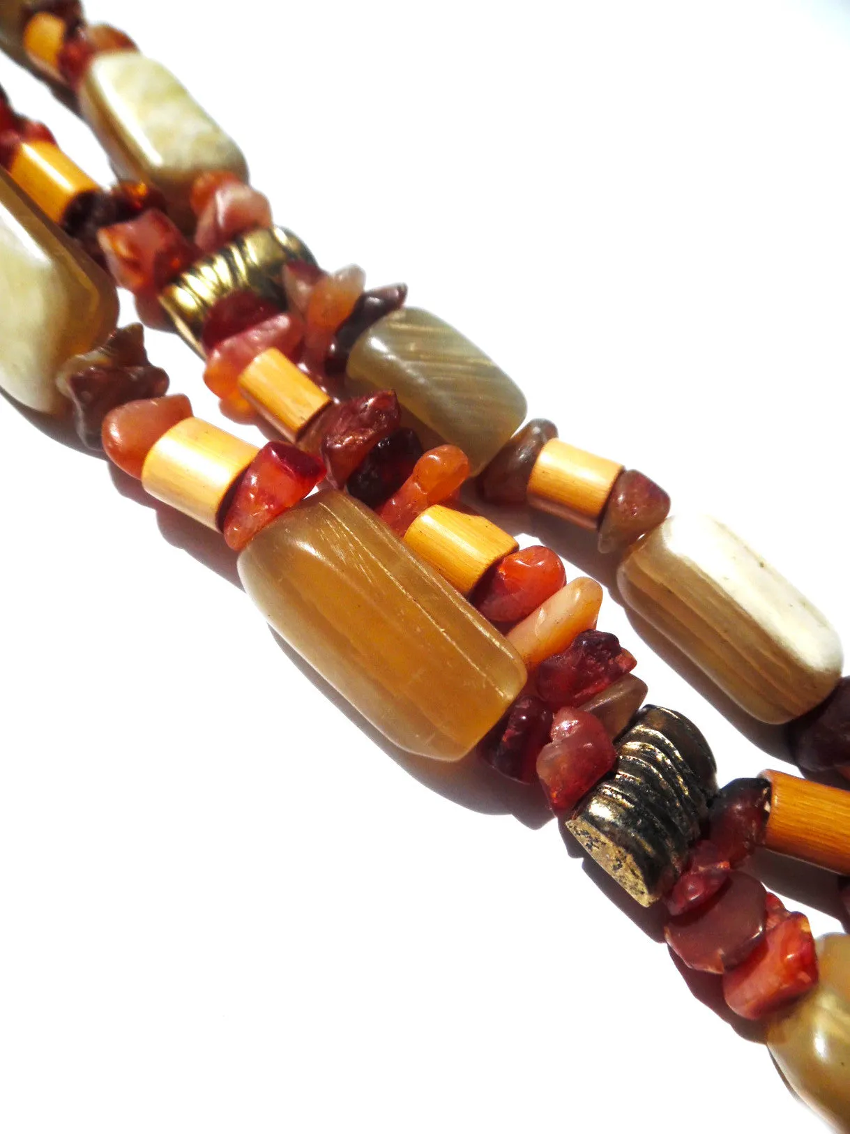 Bracelet Carnelian Agate Horn And Bronze