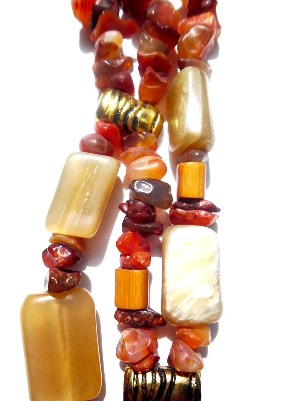 Bracelet Carnelian Agate Horn And Bronze