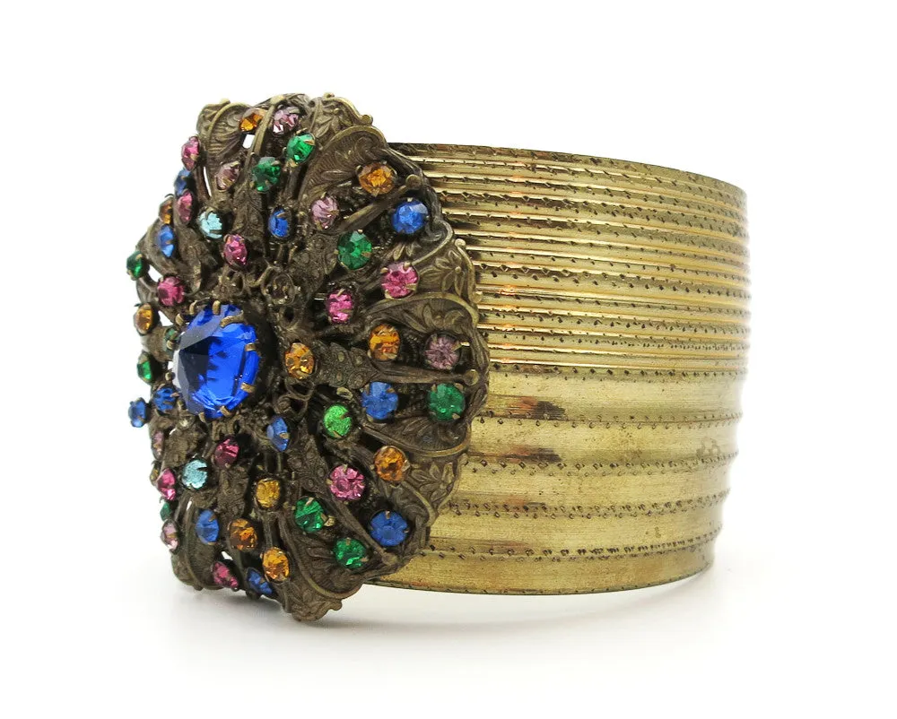 Chunky Colorful Rhinestone Cuff