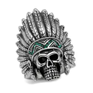 CJE2245 Wholesale Men's Stainless Steel Native American Statement Skull Ring