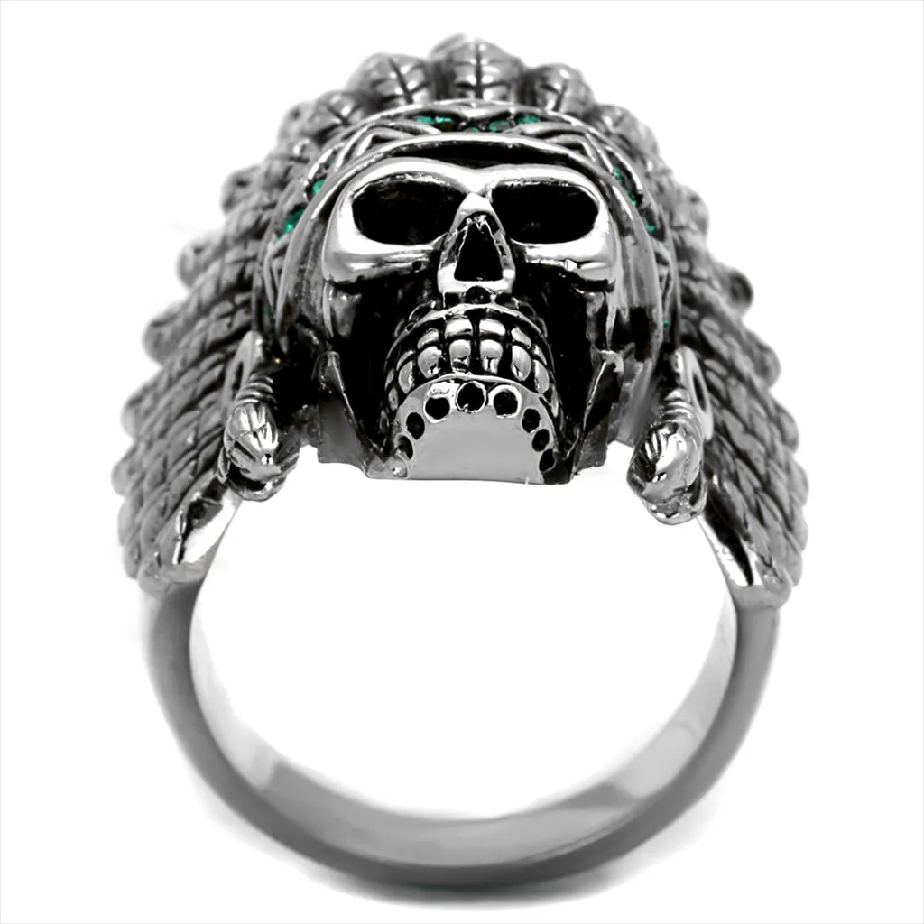 CJE2245 Wholesale Men's Stainless Steel Native American Statement Skull Ring