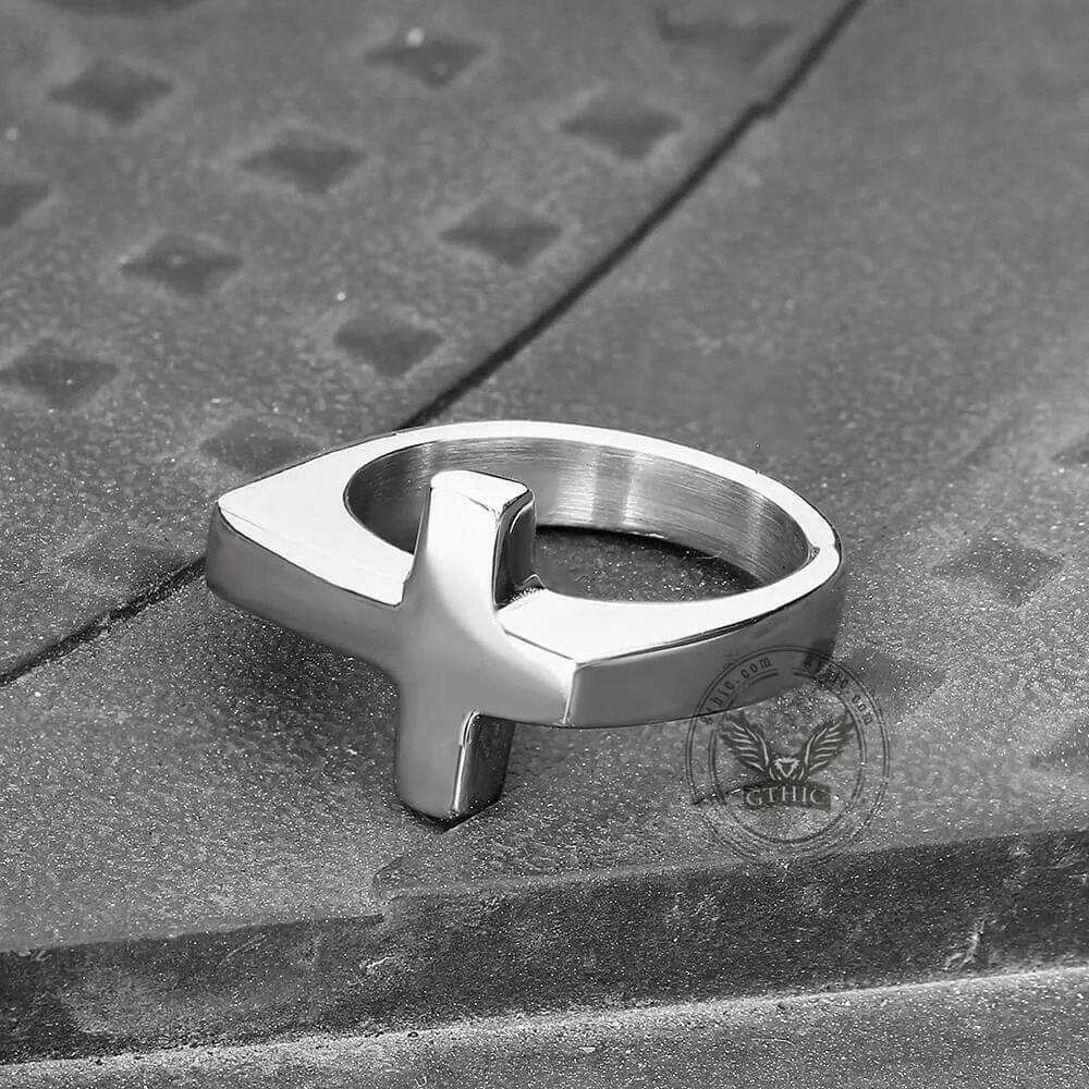 Classic Sideways Cross Stainless Steel Ring