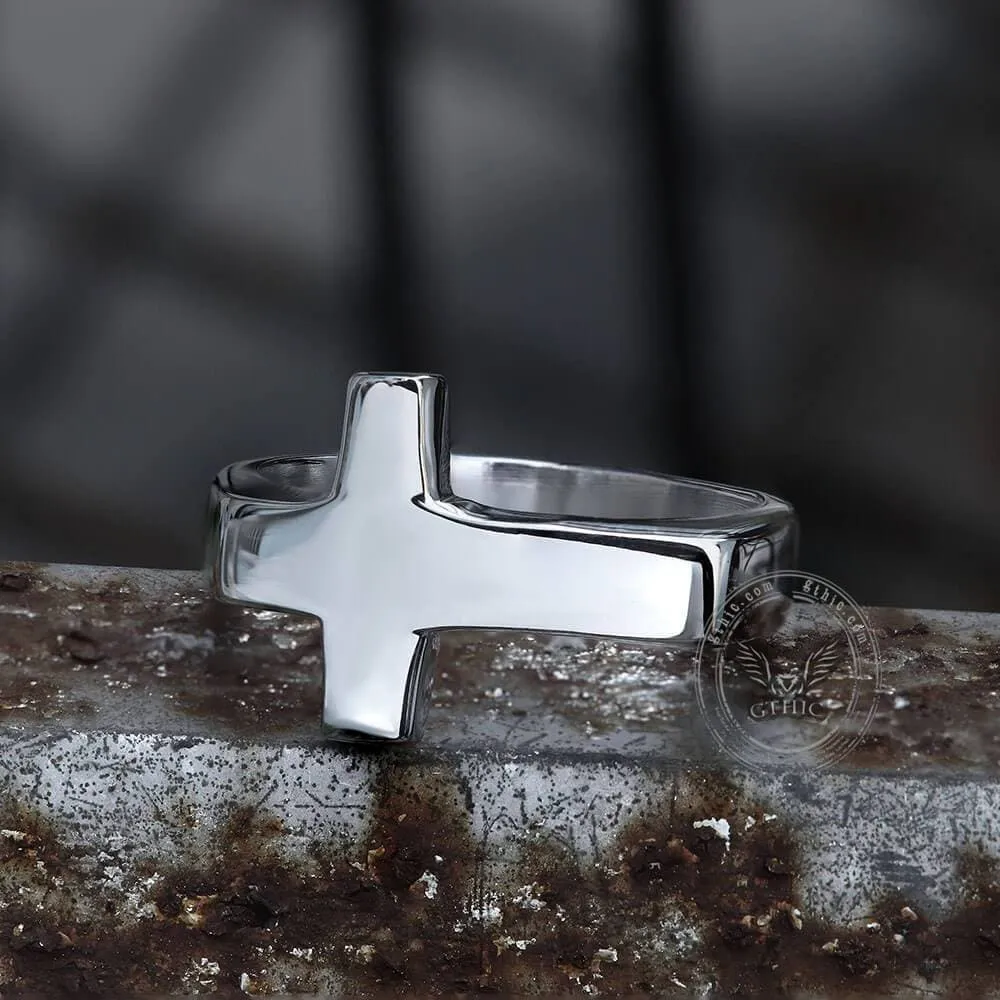 Classic Sideways Cross Stainless Steel Ring