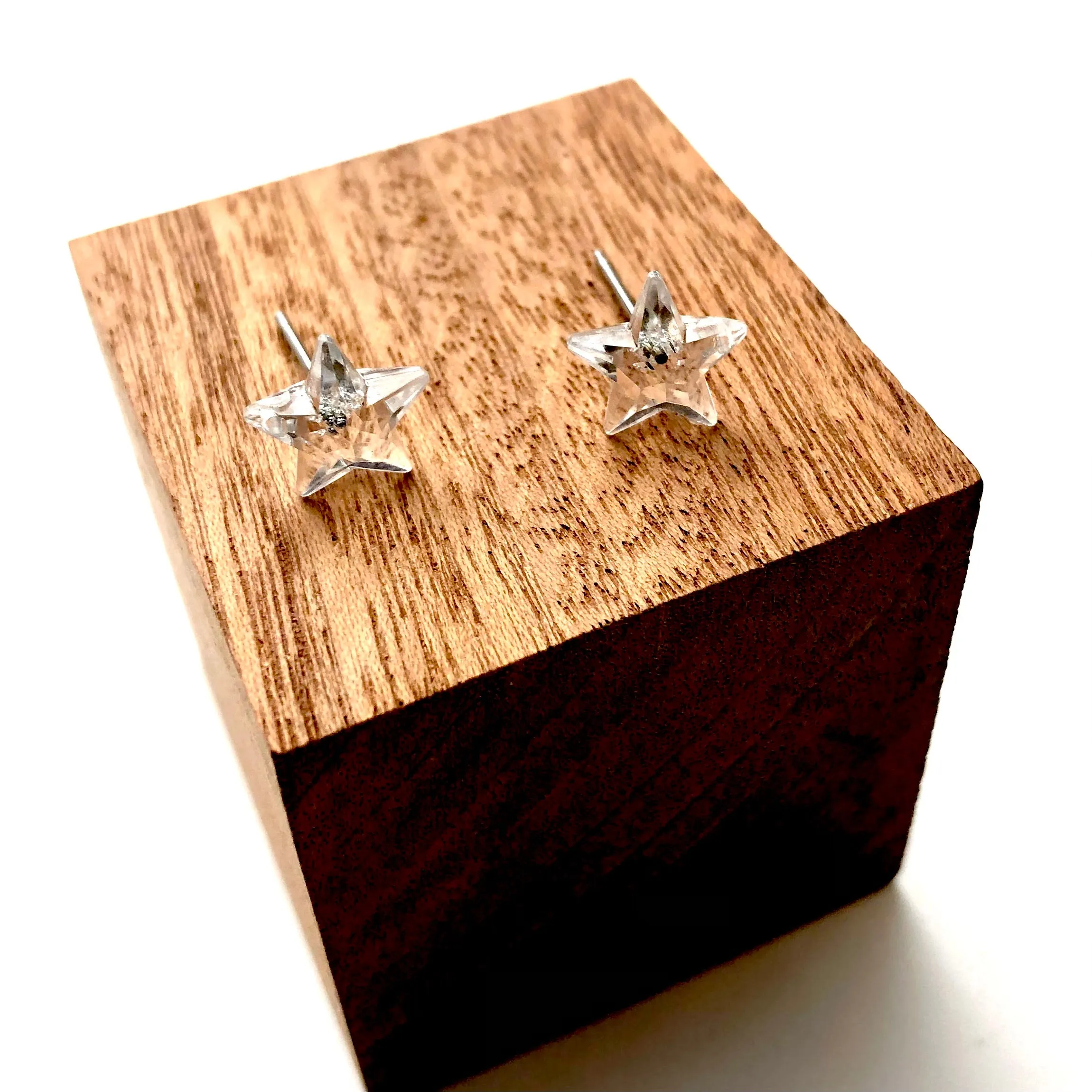 Clear Faceted Petite Star Stud Earrings