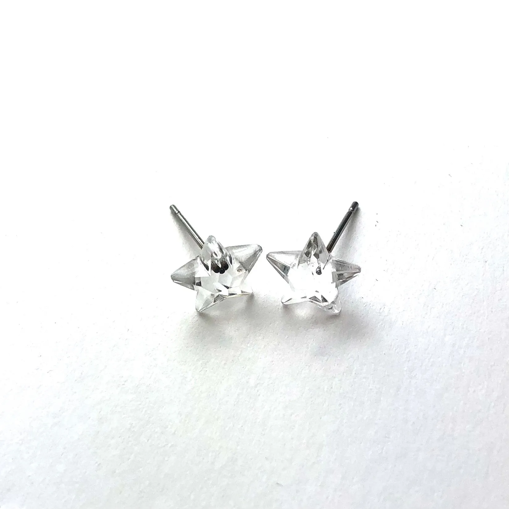 Clear Faceted Petite Star Stud Earrings