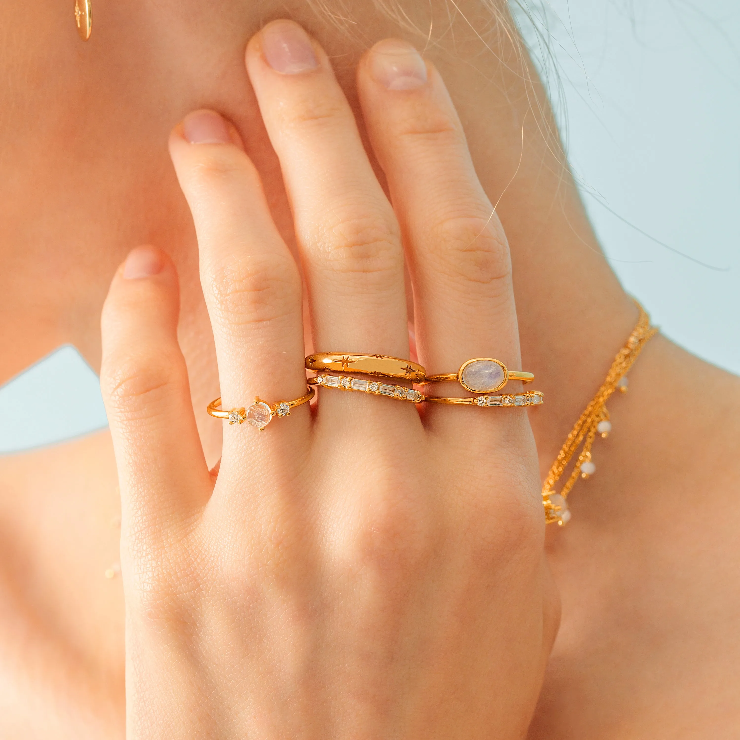 Cluster Baguette Ring Gold