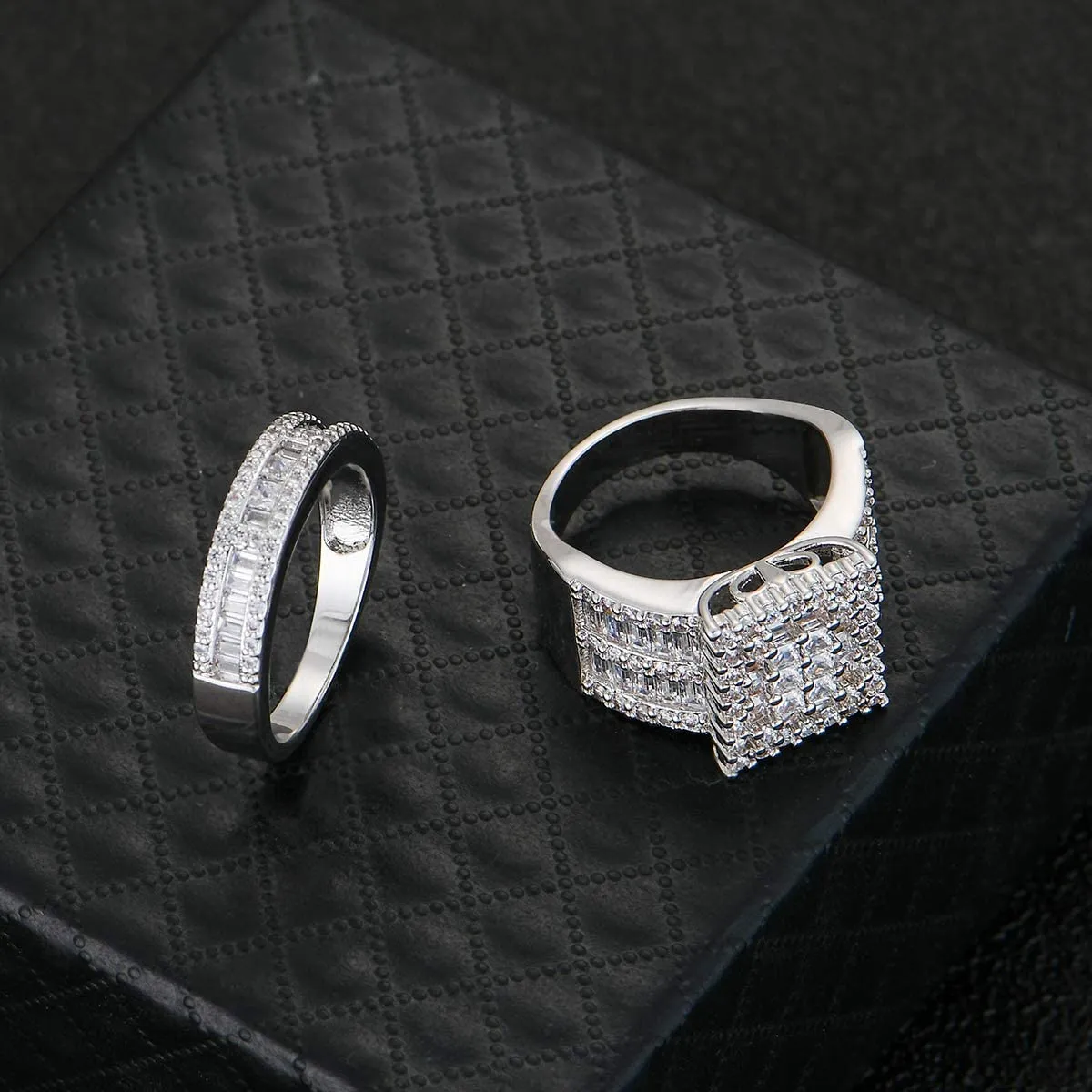 Cluster Wedding Rings Fashion Silver Engagement Rings for Women