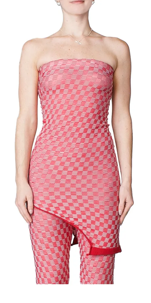 Convertible Jacquard Check Dress/Top