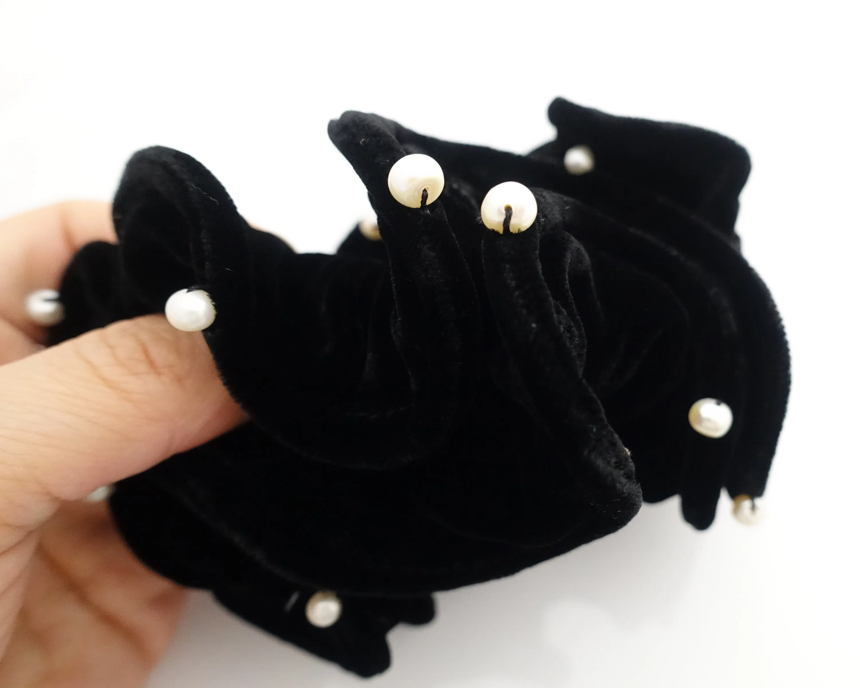 cultivated pearl silk velvet scrunchies soft luxury style hair scrunchy black hair elastic women hair accessory