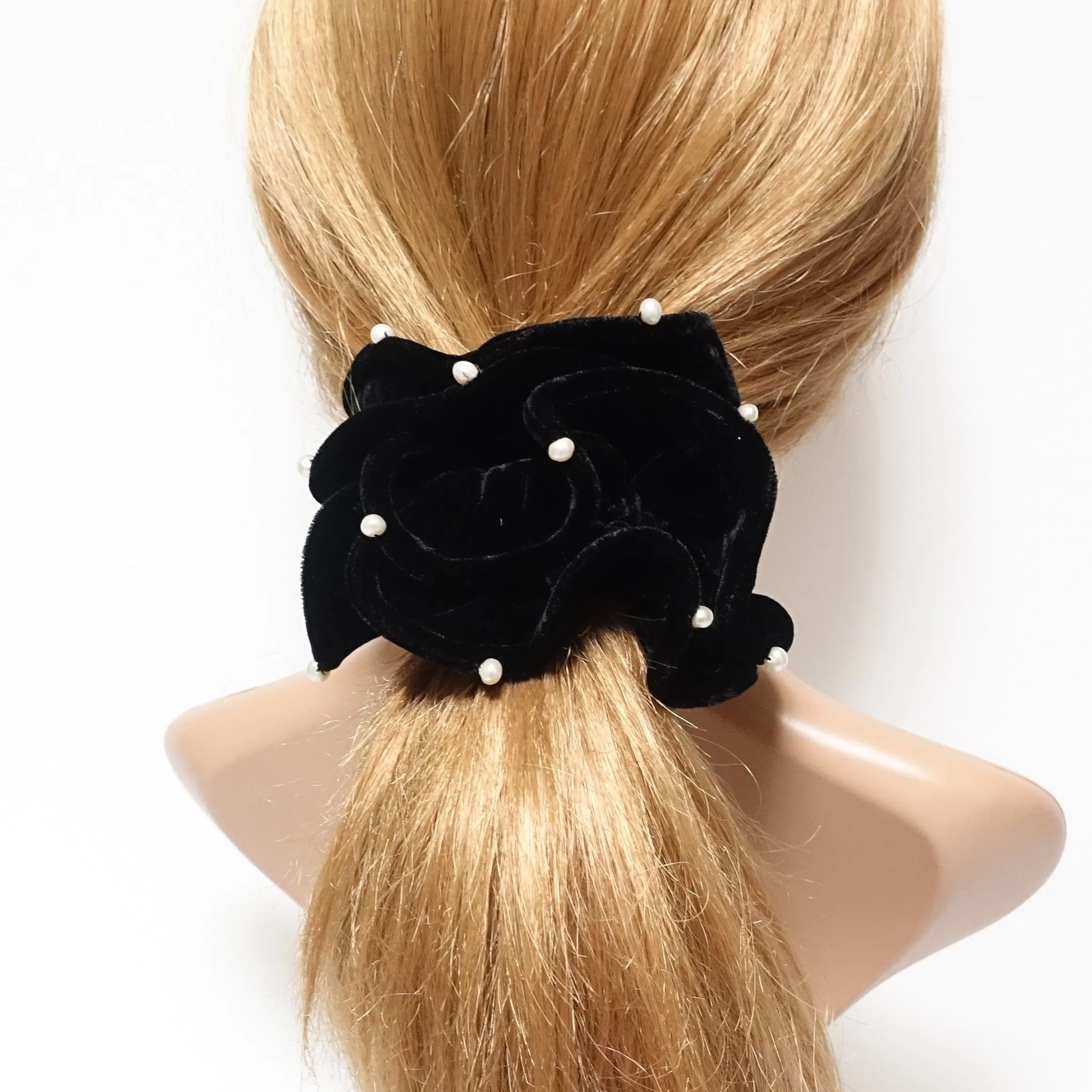 cultivated pearl silk velvet scrunchies soft luxury style hair scrunchy black hair elastic women hair accessory