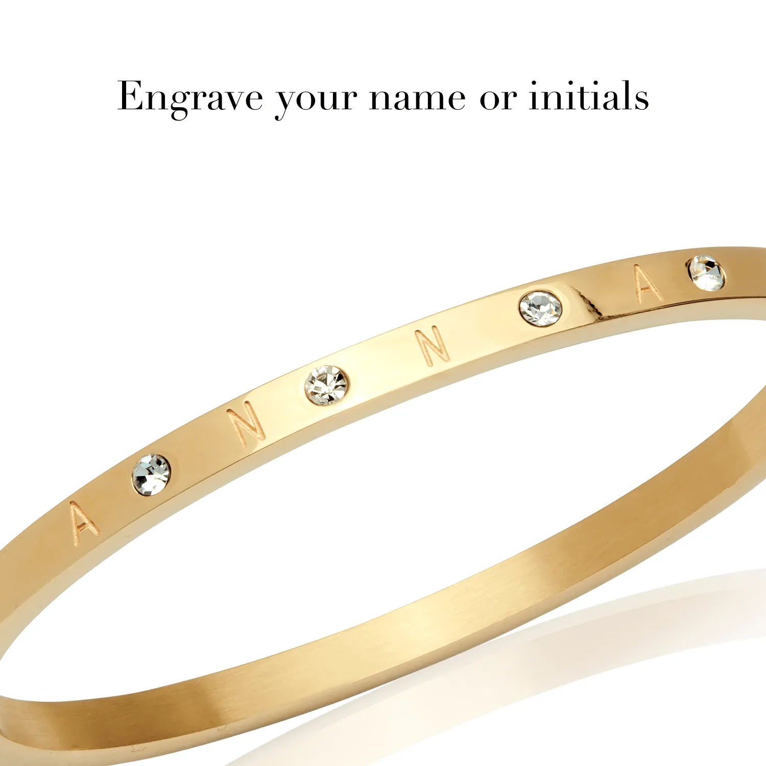 Custom Crystal Name Bangle (Gold)