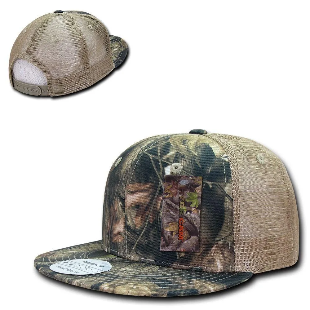 Decky Camouflage Hybricam Trucker 6 Panel Baseball Flat Bill Caps Hats