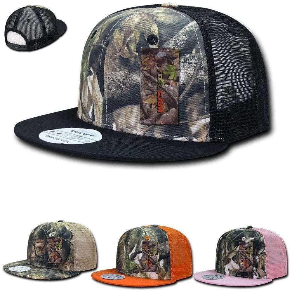 Decky Camouflage Hybricam Trucker 6 Panel Baseball Flat Bill Caps Hats