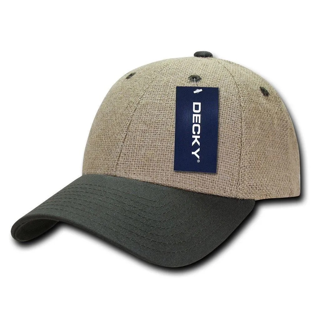 Decky Jute Low Crown Curved Bill 6 Panel Dad Caps Hats Unisex