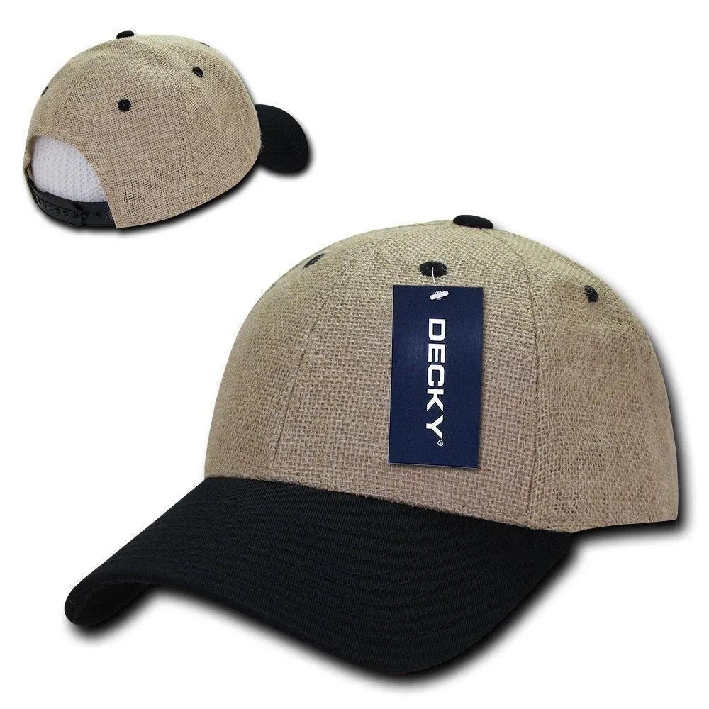 Decky Jute Low Crown Curved Bill 6 Panel Dad Caps Hats Unisex