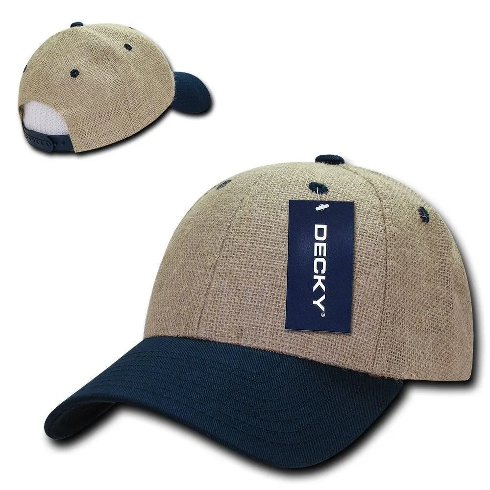 Decky Jute Low Crown Curved Bill 6 Panel Dad Caps Hats Unisex