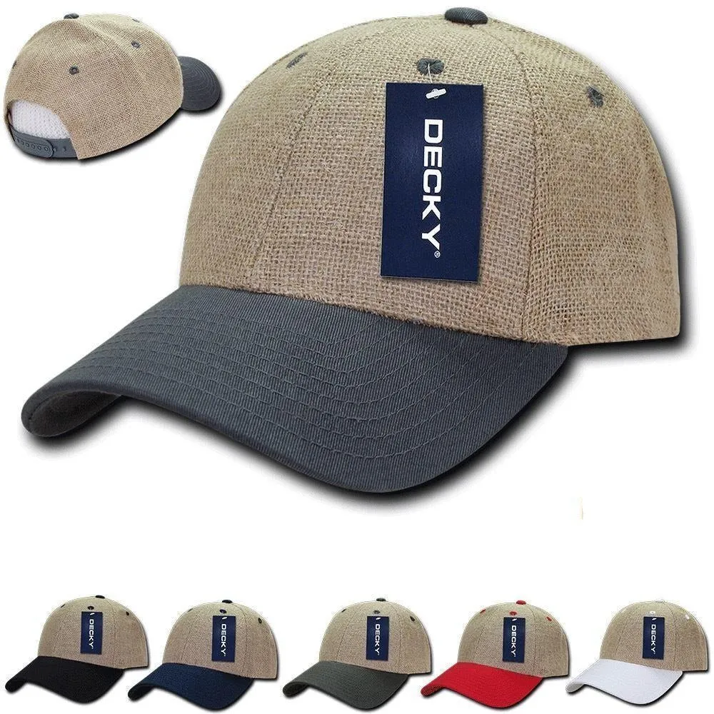 Decky Jute Low Crown Curved Bill 6 Panel Dad Caps Hats Unisex