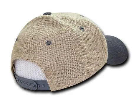 Decky Jute Low Crown Curved Bill 6 Panel Dad Caps Hats Unisex