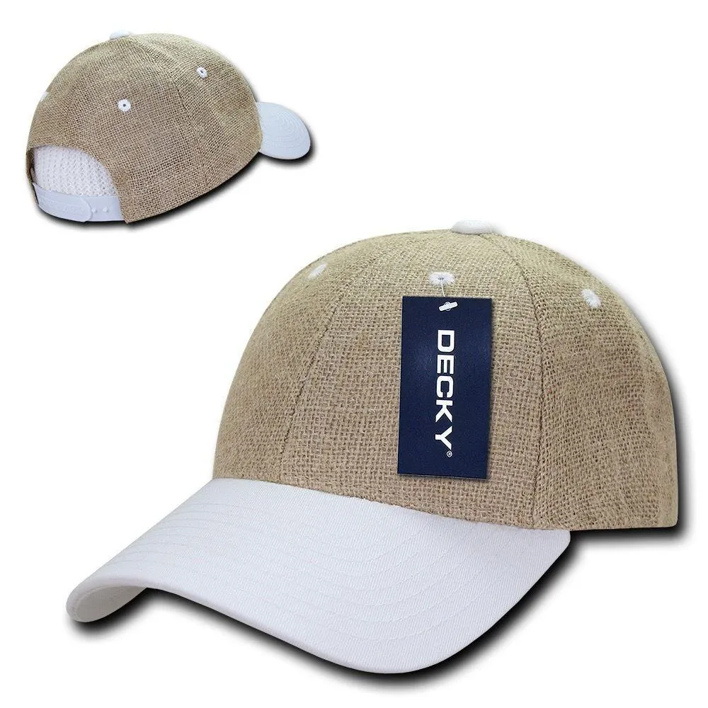 Decky Jute Low Crown Curved Bill 6 Panel Dad Caps Hats Unisex