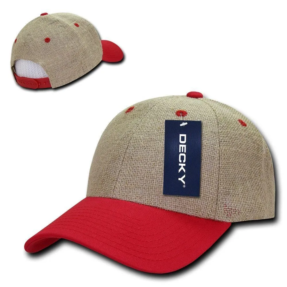 Decky Jute Low Crown Curved Bill 6 Panel Dad Caps Hats Unisex