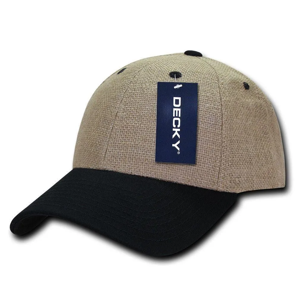 Decky Jute Low Crown Curved Bill 6 Panel Dad Caps Hats Unisex