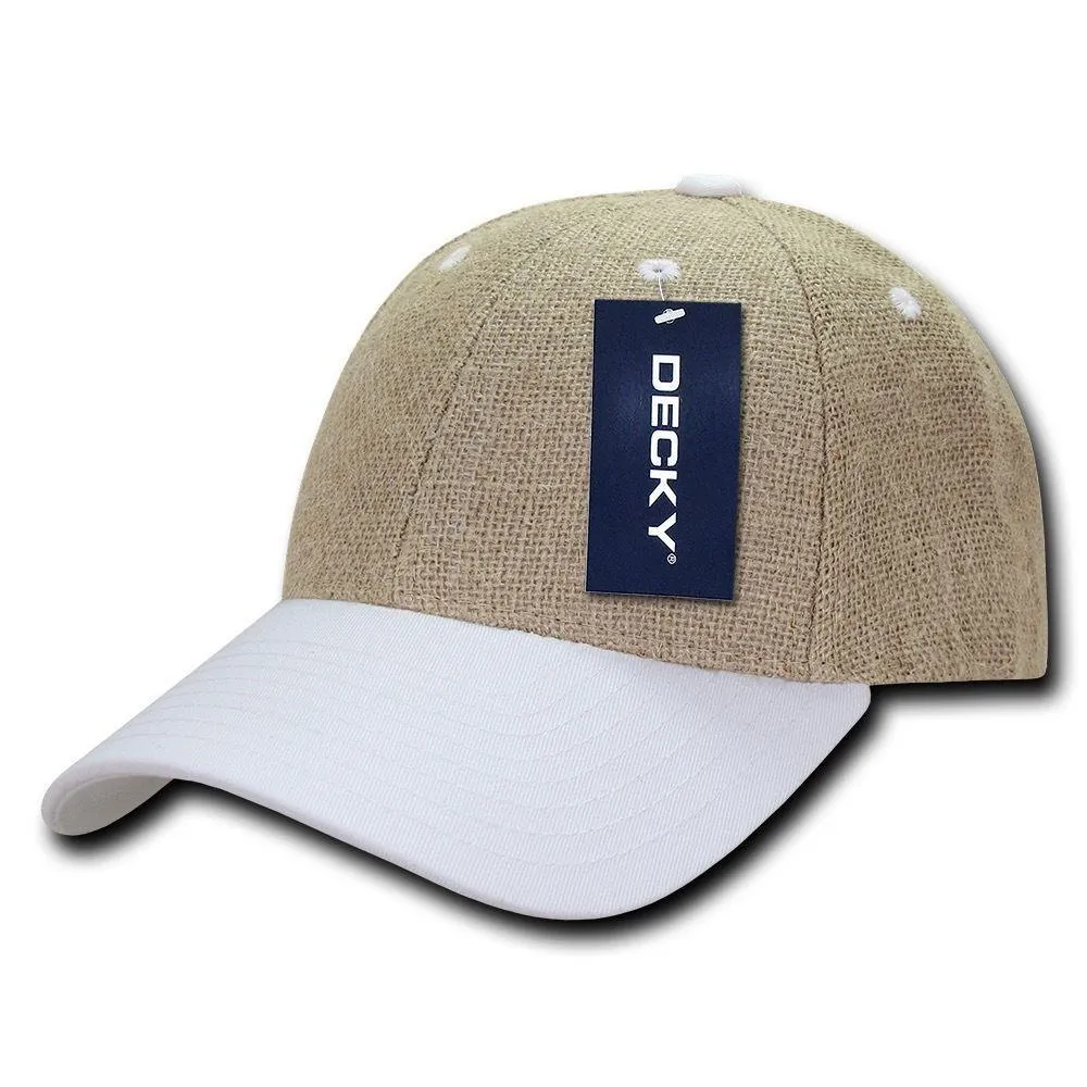 Decky Jute Low Crown Curved Bill 6 Panel Dad Caps Hats Unisex