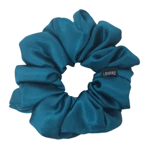 Deep Turquoise Satin Silk Scrunchie