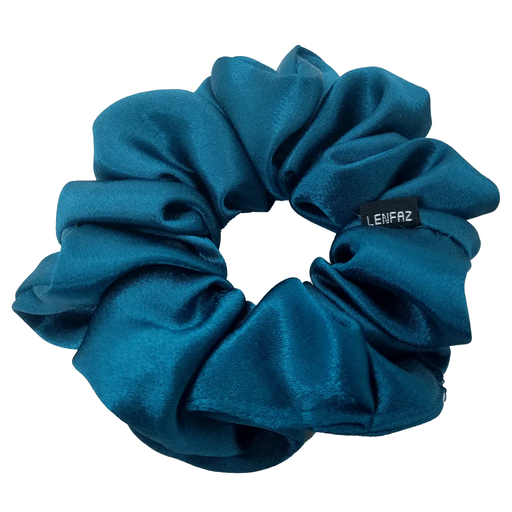 Deep Turquoise Satin Silk Scrunchie