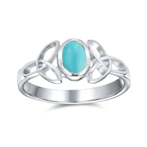 Delicate Oval Gemstone Silver Ring for BFF Sorority Sister with Celtic Knot Design