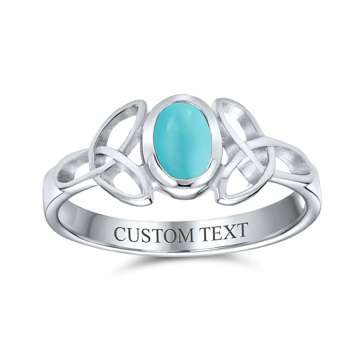 Delicate Oval Gemstone Silver Ring for BFF Sorority Sister with Celtic Knot Design