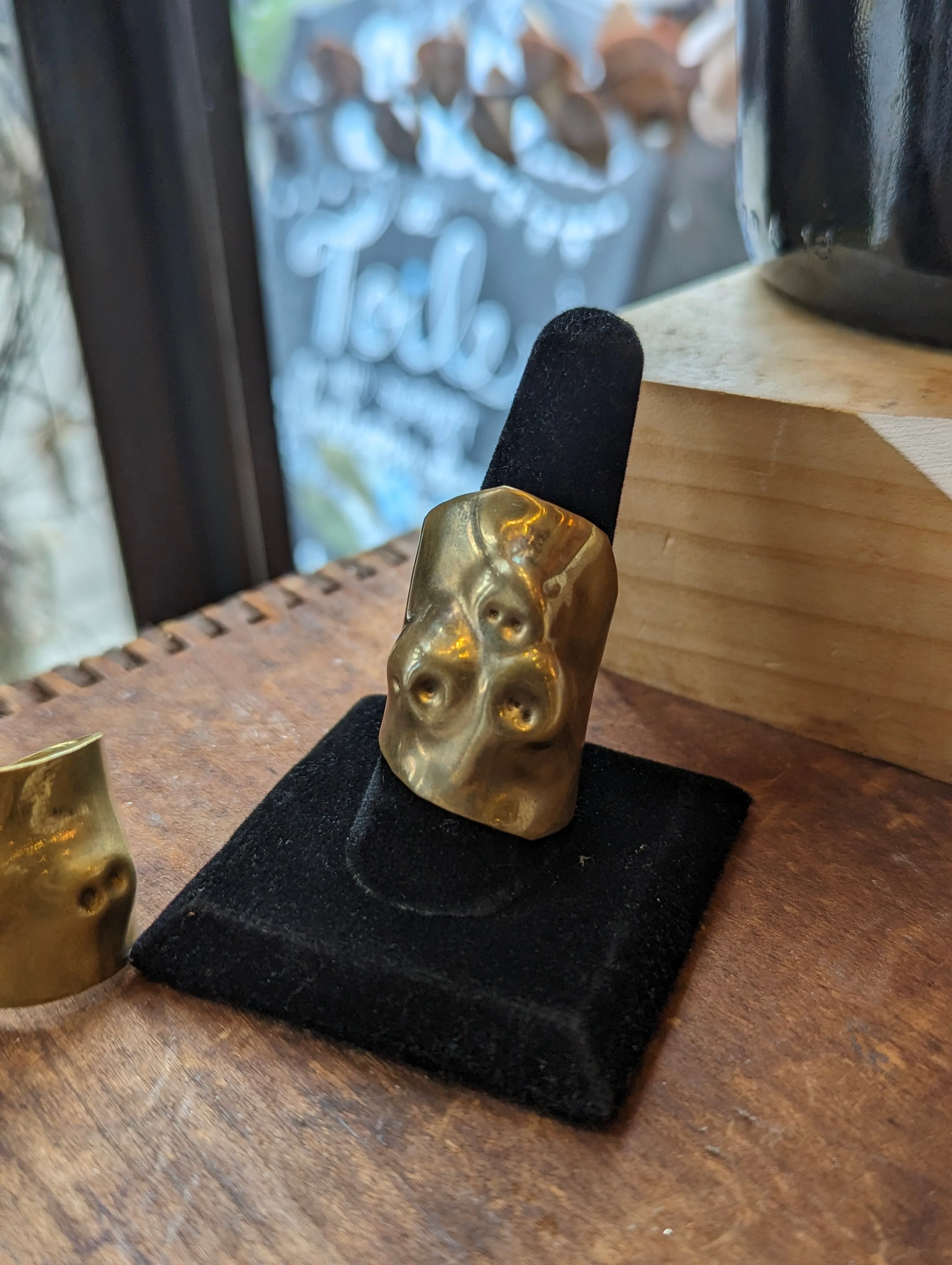 Dennis Higgins Skull Brass Ring