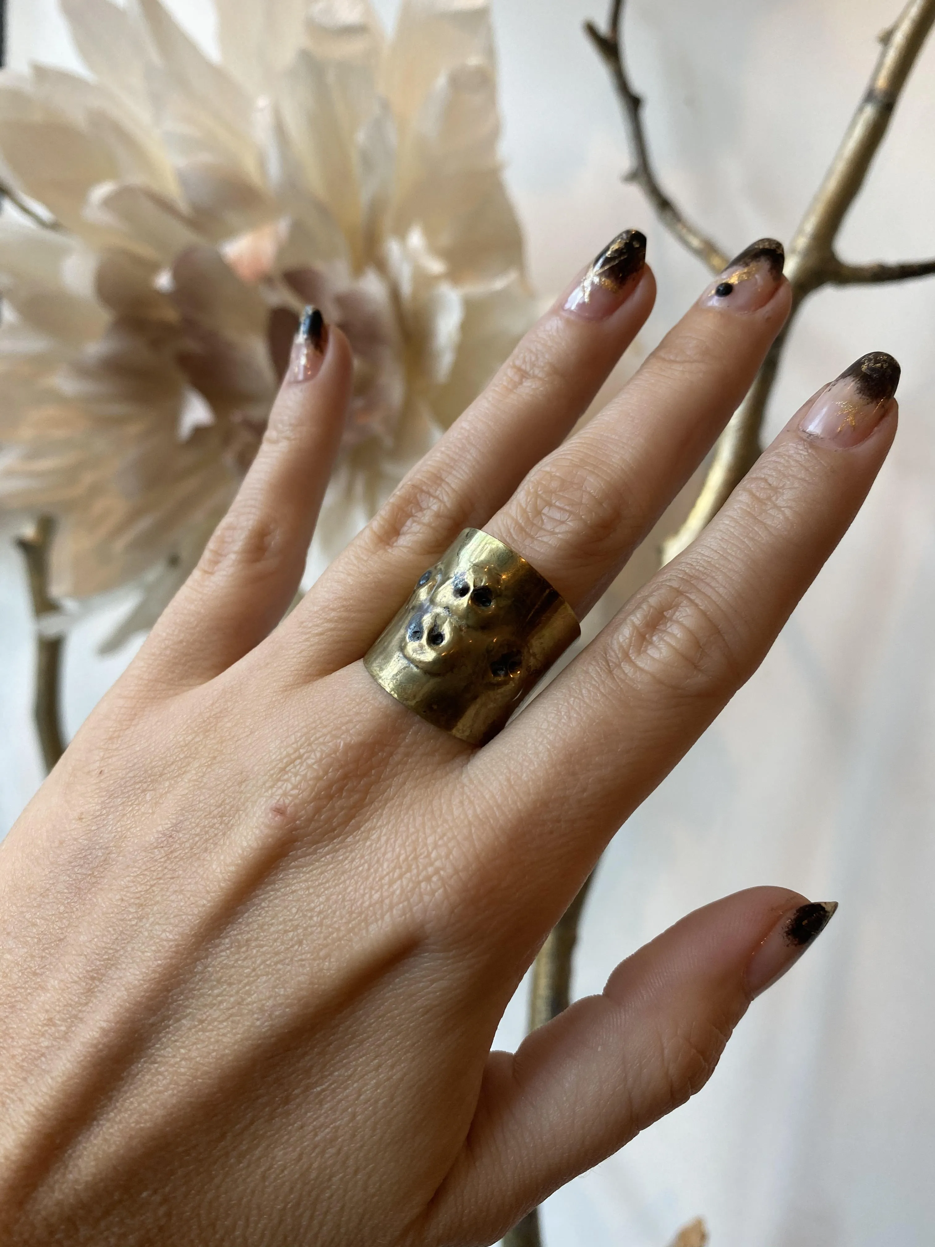 Dennis Higgins Skull Brass Ring