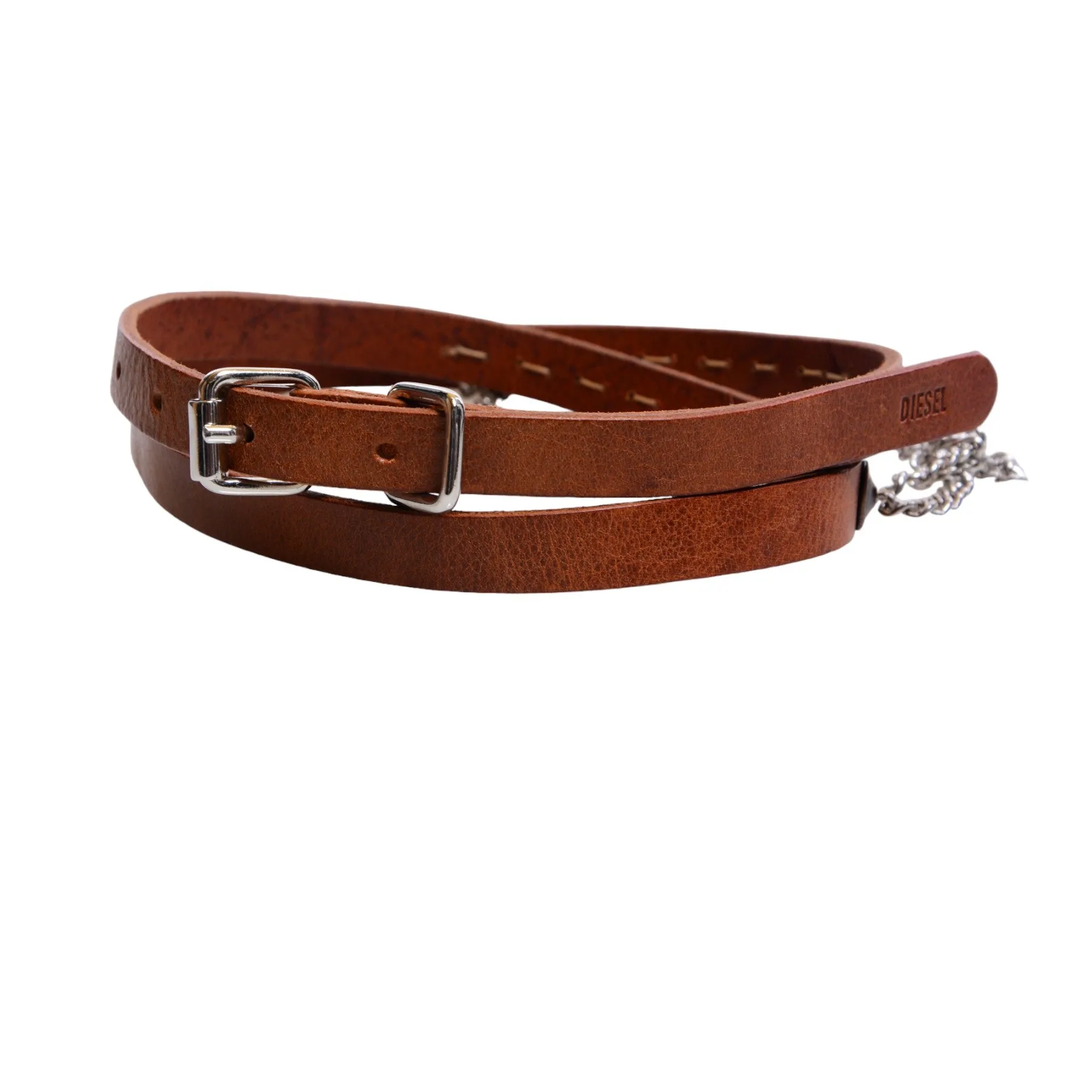 DIESEL BTENA Womens Belts Genuine Cow Leather Vintage Ladies Thin Waist Belts