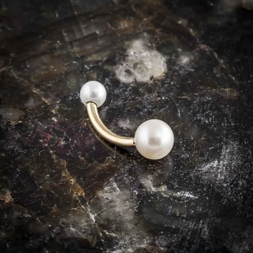 Double Ball and Cultured Pearl Navel Ring Gift Set