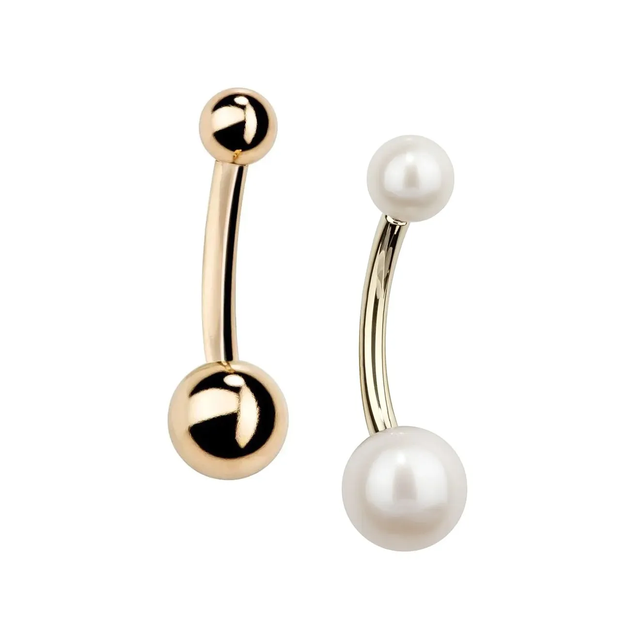 Double Ball and Cultured Pearl Navel Ring Gift Set