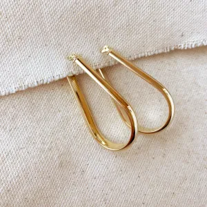 Earring 18k GF long Drop Hoop