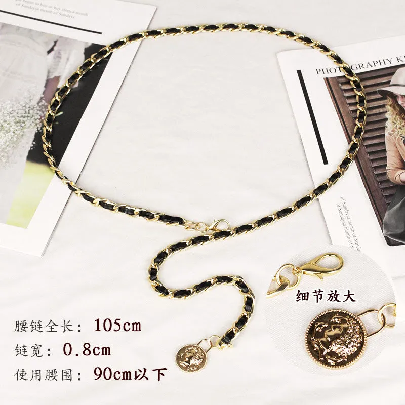 Elegant Clothing Thin Metal Chain Ornament Belts