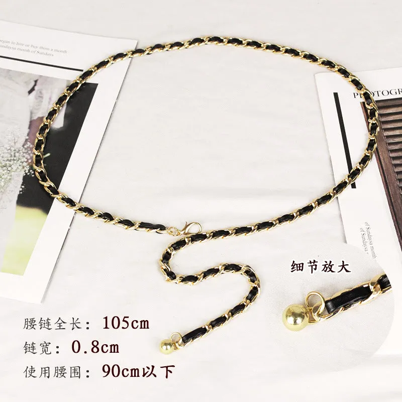 Elegant Clothing Thin Metal Chain Ornament Belts