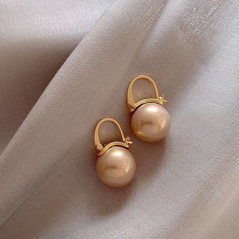 Elegant Imitation Pearl Hoop Earrings