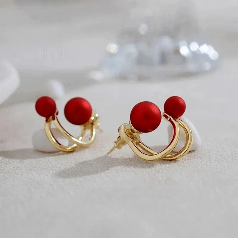 Elegant Imitation Pearl Hoop Earrings