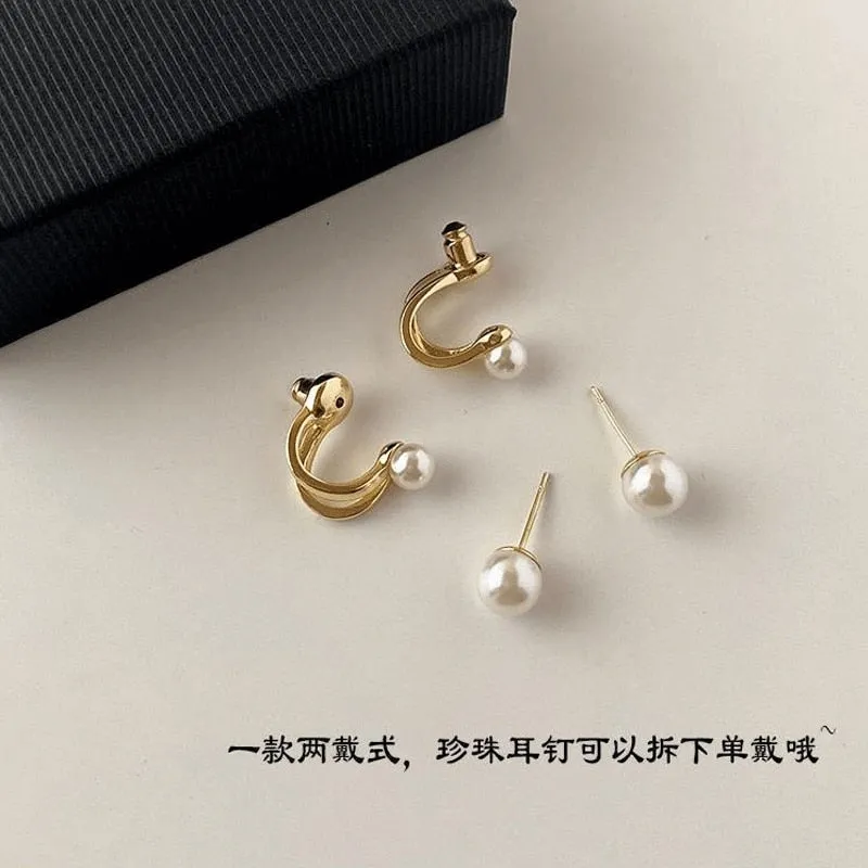 Elegant Imitation Pearl Hoop Earrings