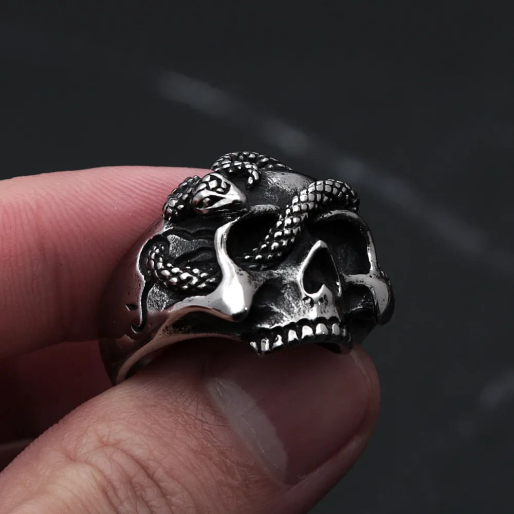 Esteban Skull and Snake Ring