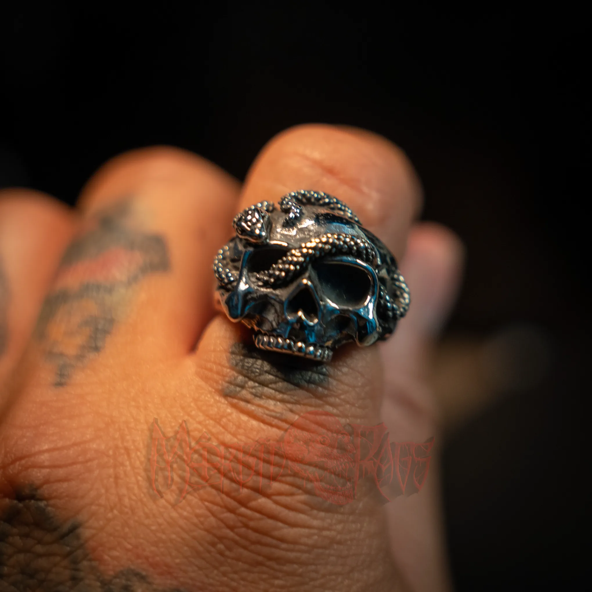 Esteban Skull and Snake Ring