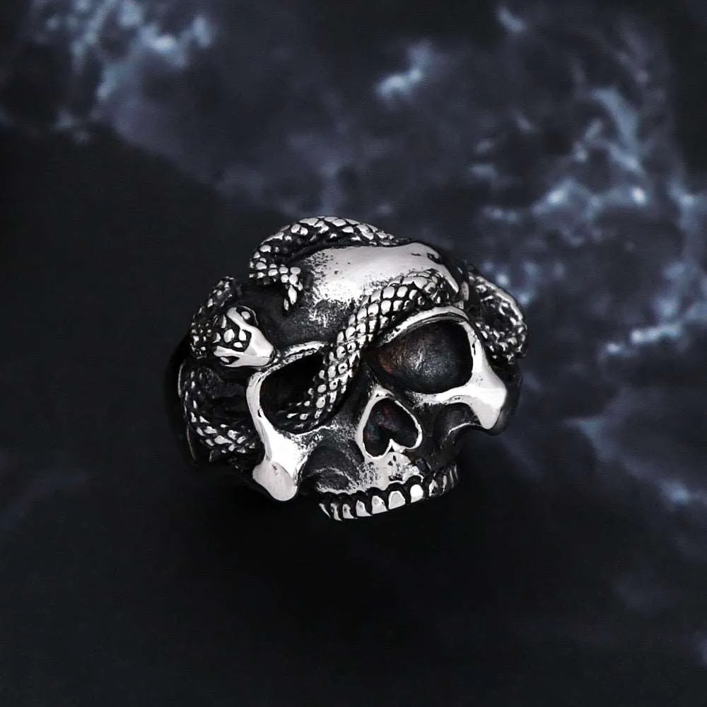 Esteban Skull and Snake Ring