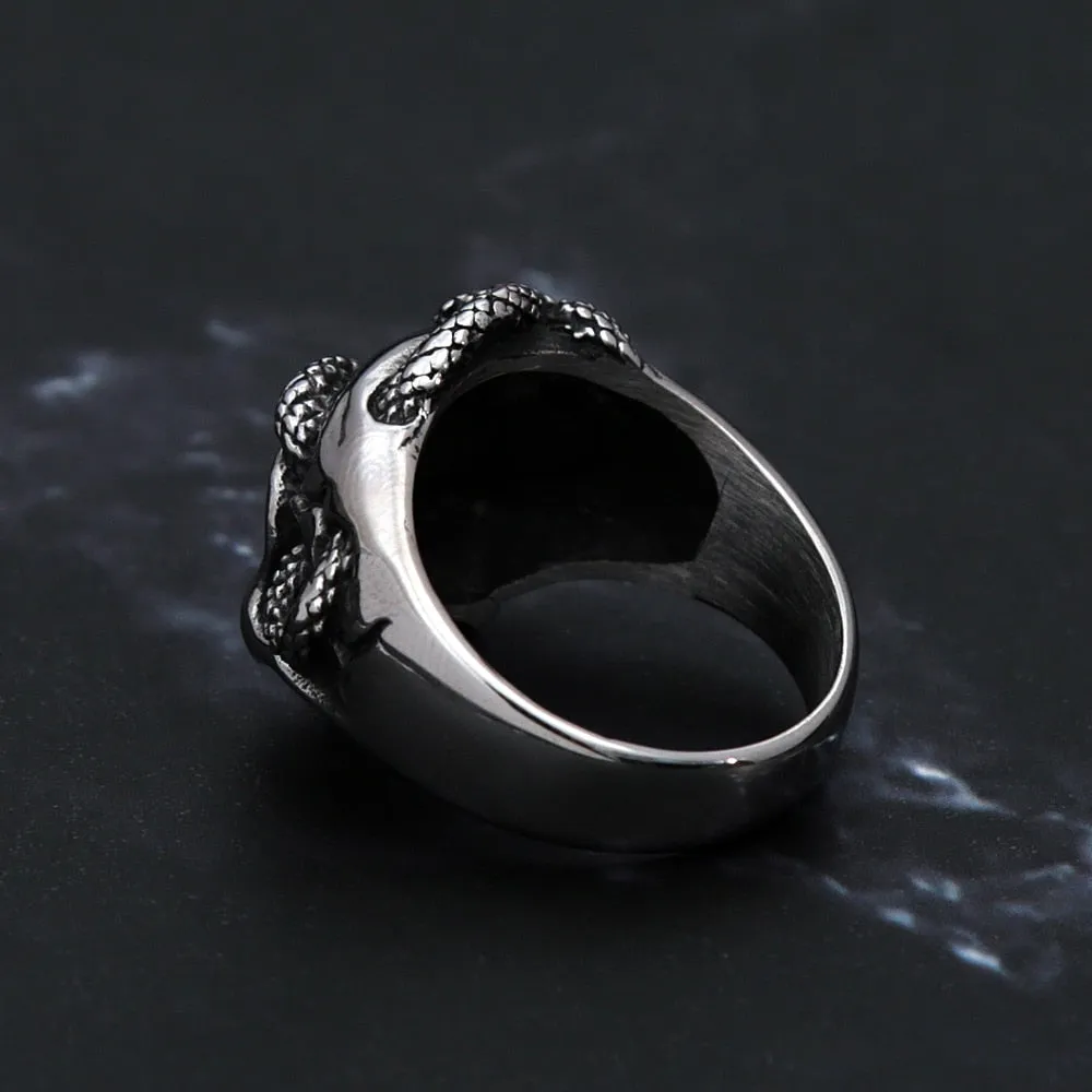 Esteban Skull and Snake Ring