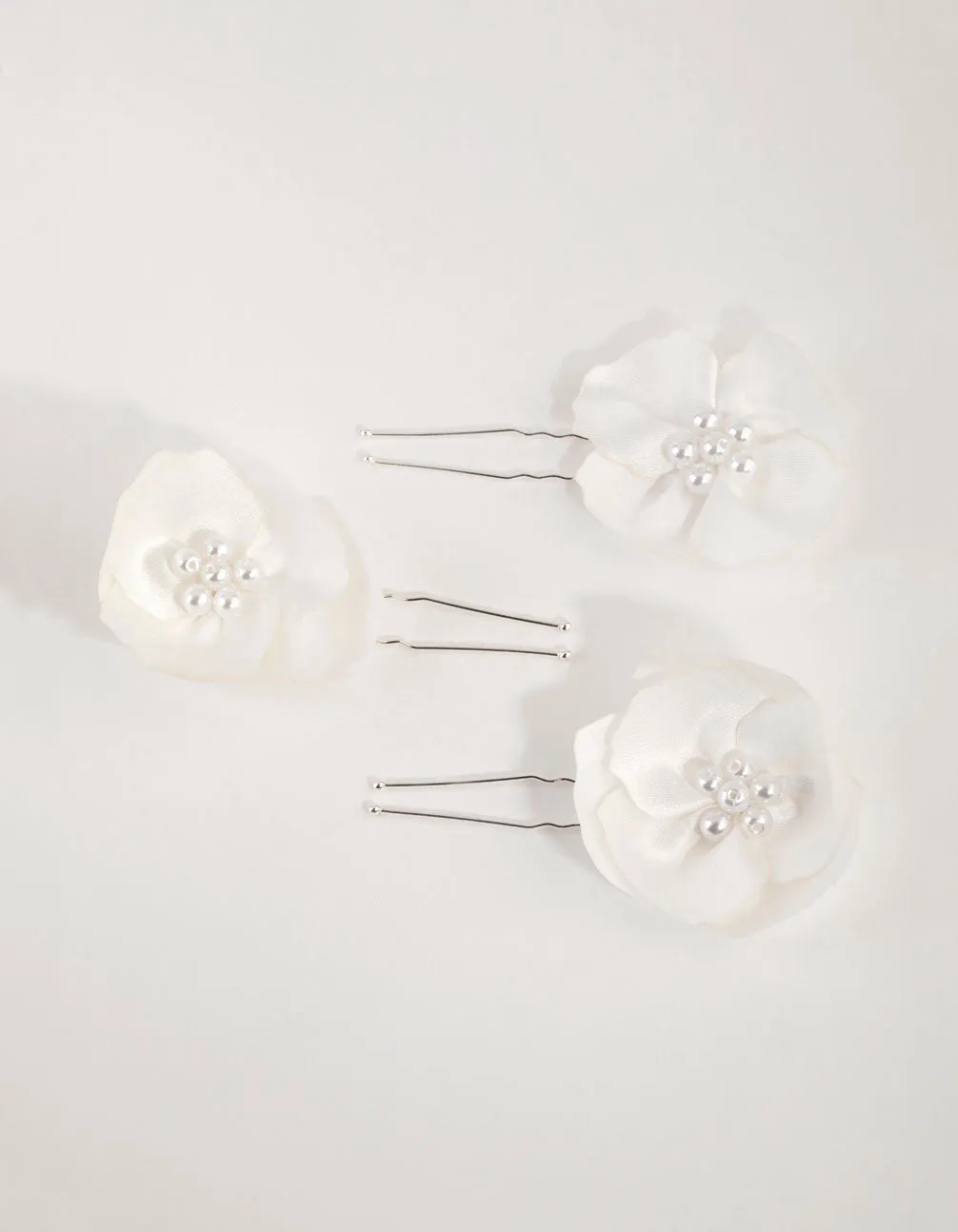 Fabric Pearl Flower Bun Pins